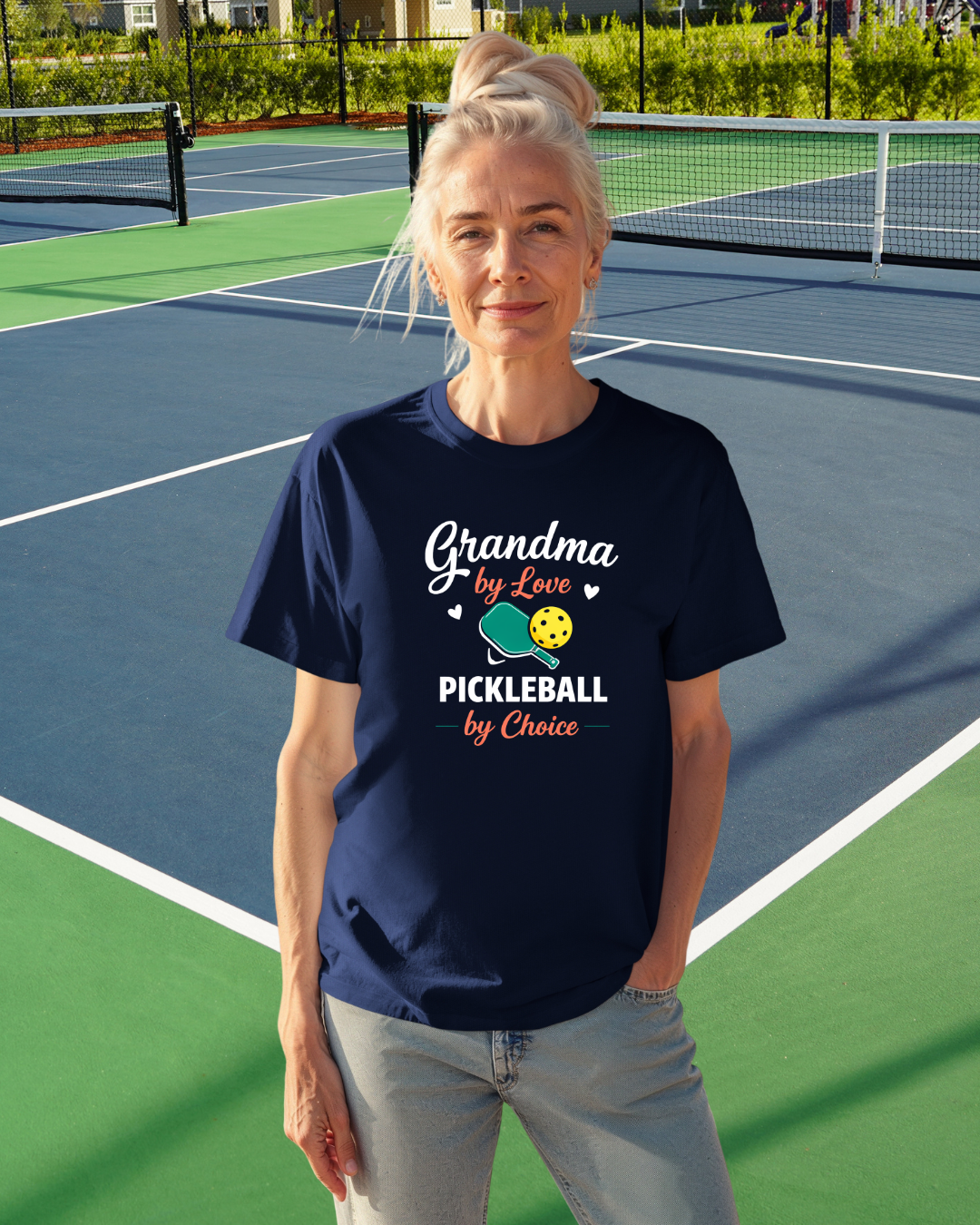 Grandma Pickleball Shirt – Grandma by Love Pickleball by Choice – Funny Nana Gigi Gift for Mother’s Day