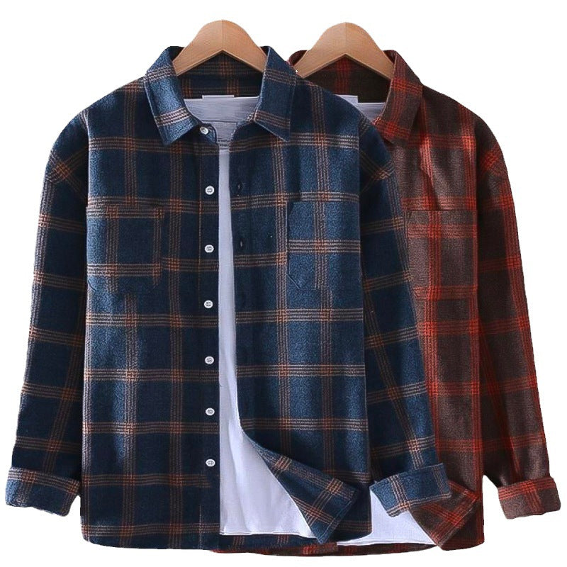 Men's Casual Plaid Long Sleeve Shirt