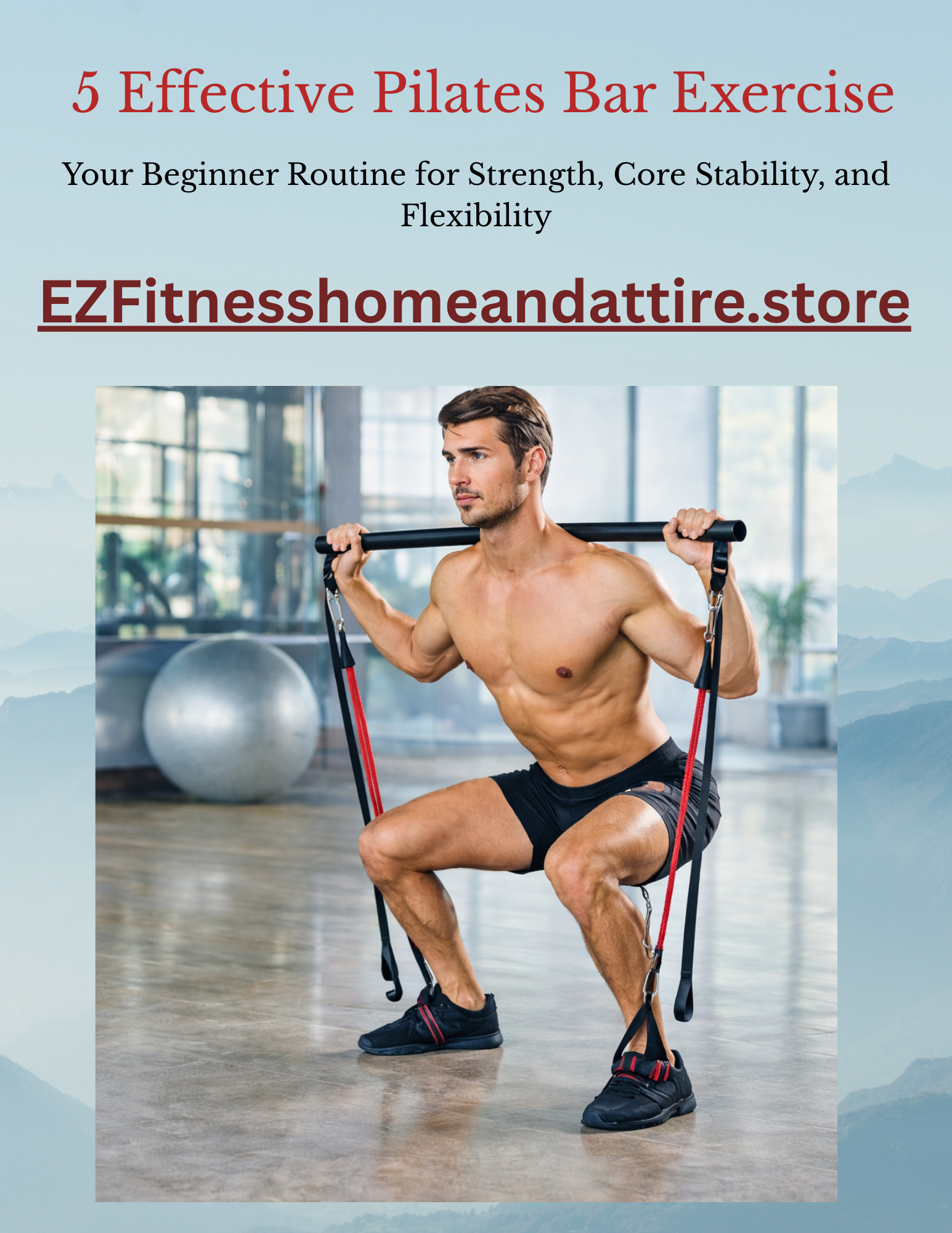 Pilates Bar Kit with Resistance Bands – Portable Home Gym Workout Stick for Full Body Strength Training