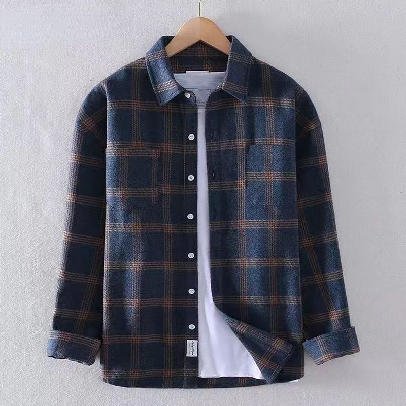 Men's Casual Plaid Long Sleeve Shirt