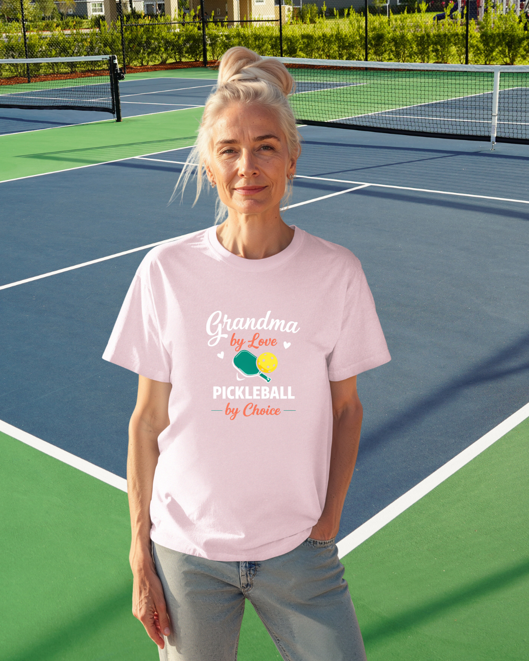 Grandma Pickleball Shirt – Grandma by Love Pickleball by Choice – Funny Nana Gigi Gift for Mother’s Day