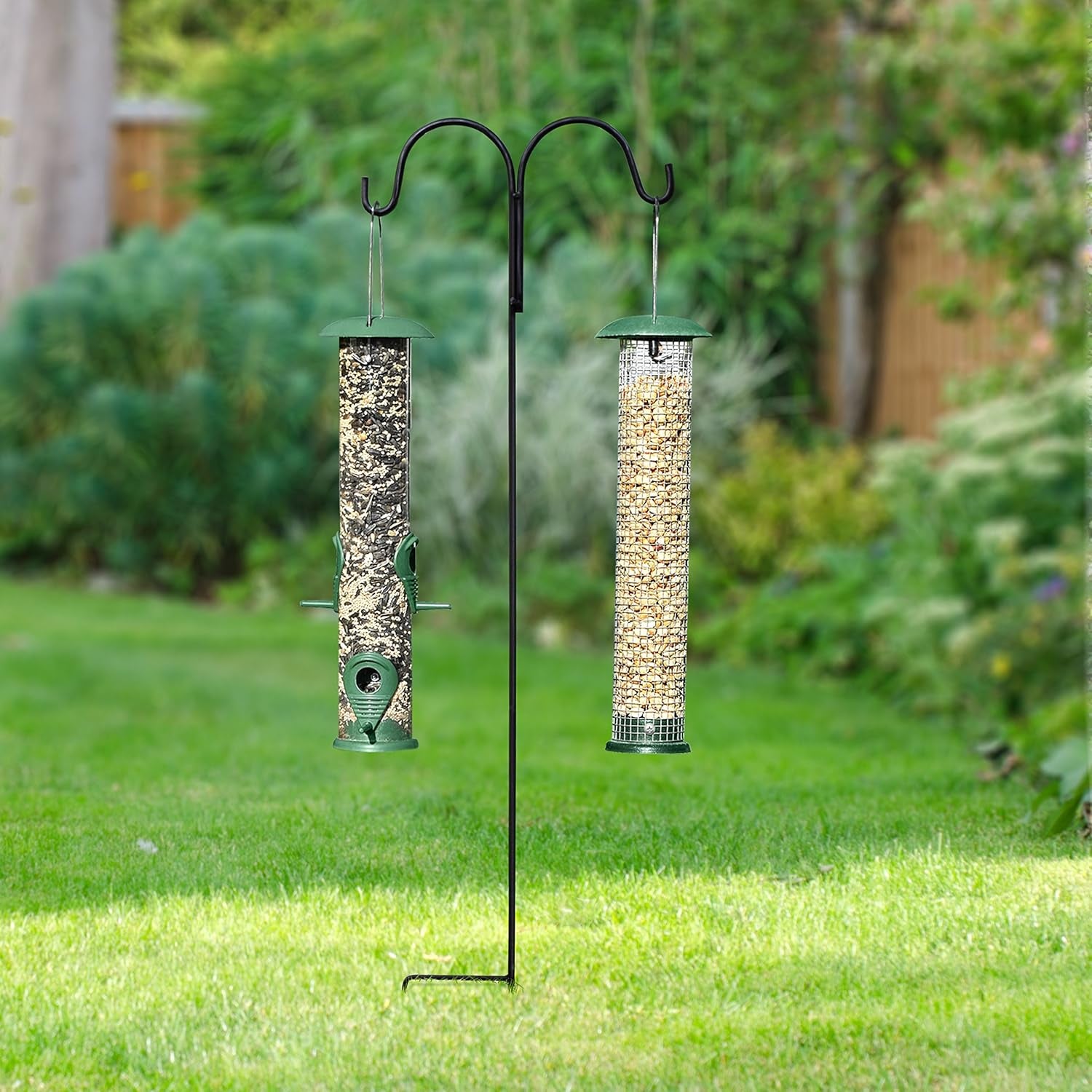 35 Inch Black, Solid (Non-Hollow) Single Piece (No Assembly), Strong Premium Metal Hanger for Weddings Plant Baskets Solar Lights Lantern & Mason Jars