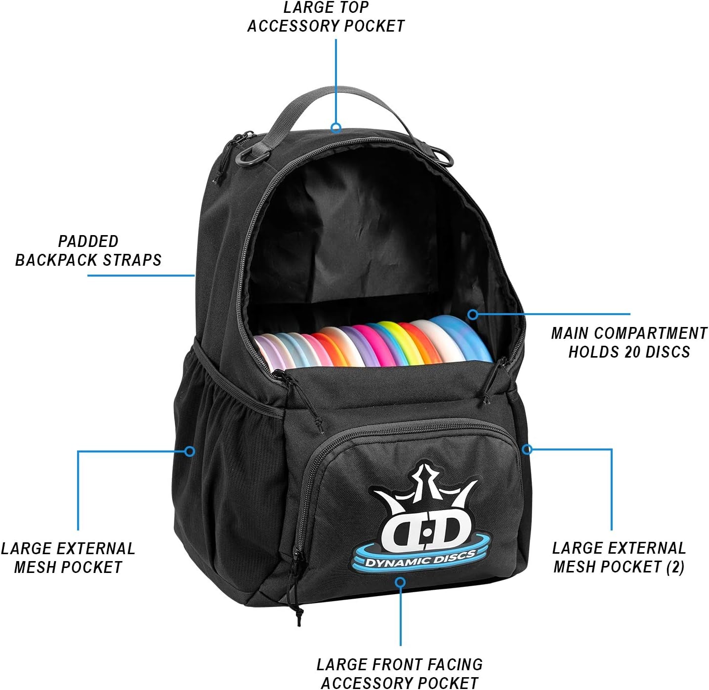 Cadet Disc Golf Bag - 17+ Discs Capacity - Beginner Disc Golf Accessories for Men - USA Business & Support - Includes Accessories Pouch & Water Bottle Holder - Lightweight & Durable