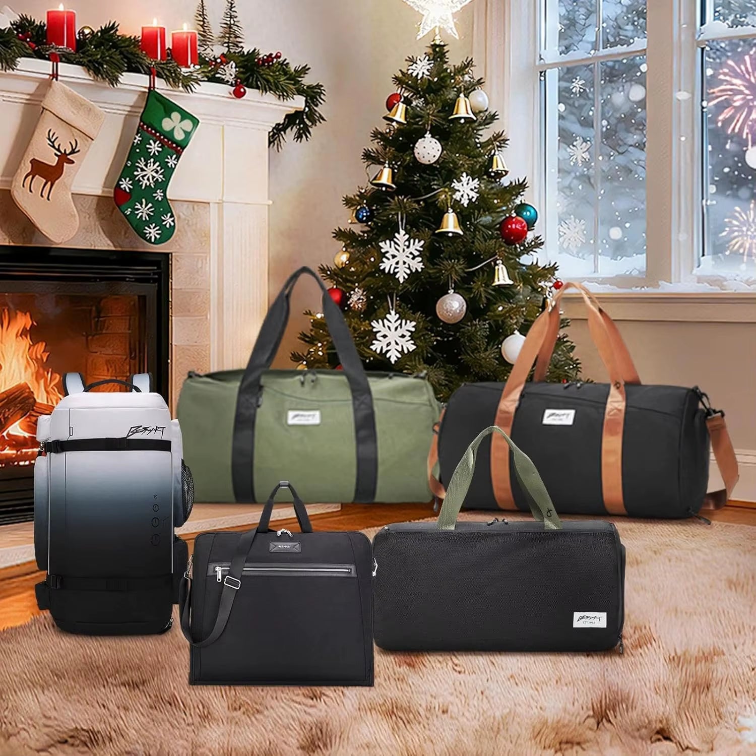 BE SMART Waterproof Men'S Gym Bag with Shoe Compartment, Lightweight Large Duffel for Travel, Sports & Fitness (Olive Green)