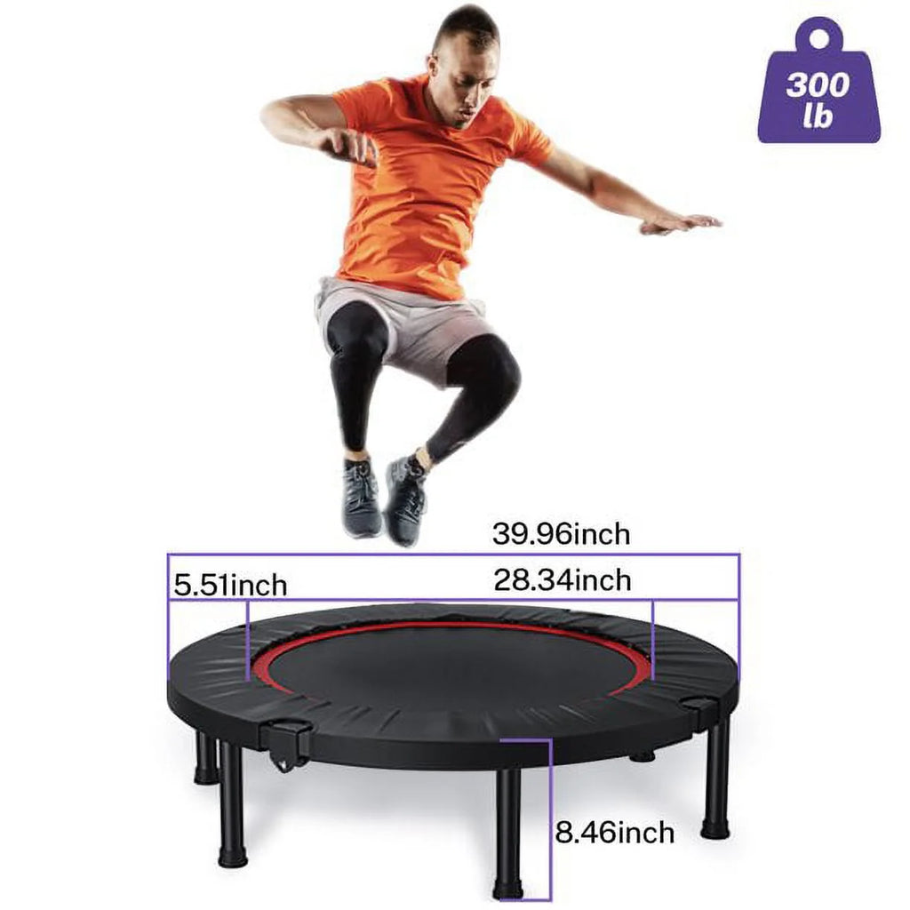 Foldable Mini Trampoline, 40" Rebounder Trampoline for Adults, Indoor Fitness Trampoline Exercise Workout Rebounder with Durable Bungees Outdoor/Garden