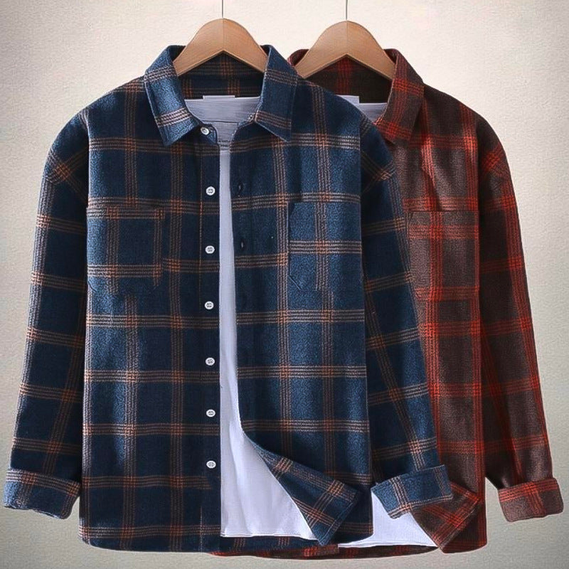 Men's Casual Plaid Long Sleeve Shirt