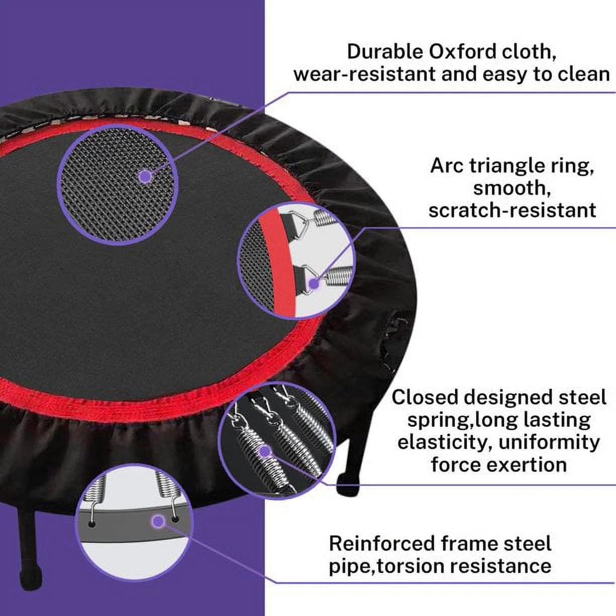 Foldable Mini Trampoline, 40" Rebounder Trampoline for Adults, Indoor Fitness Trampoline Exercise Workout Rebounder with Durable Bungees Outdoor/Garden