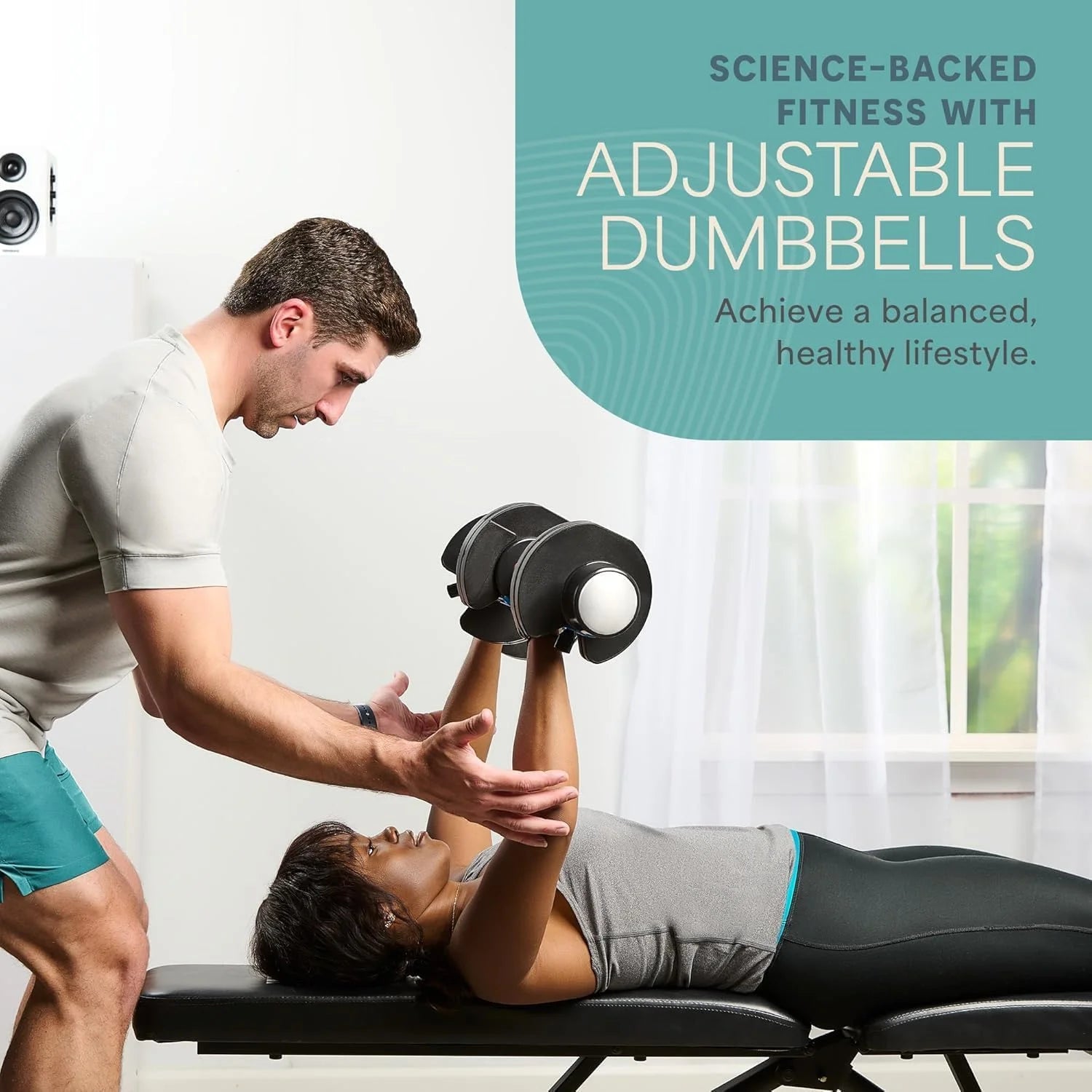Powerflow plus Adjustable Dumbbell Set - 5In1, 25 Lb Each, Home Workout Equipment, 2 Pack with Rack