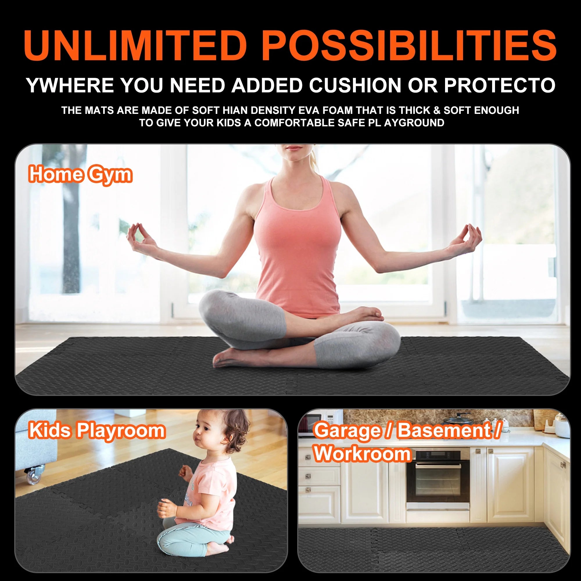 12/24-PACK Puzzle Exercise Mat Gym Flooring Mat Eva Foam Floor Mat Interlocking Foam Floor Mats for Exercise, Gymnastics and Gym Equipment